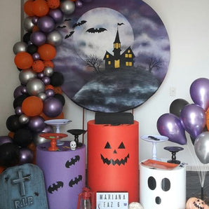 Mocsicka Castle in the Dark Round cover and Cylinder Cover Kit for Halloween Party Decoration