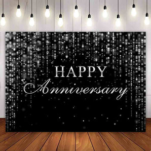 Mocsicka Glitter Silver Happy Anniversary Party Backdrop