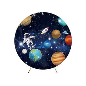 Mocsicka Space Travel Theme Happy Birthday Party Round Cover