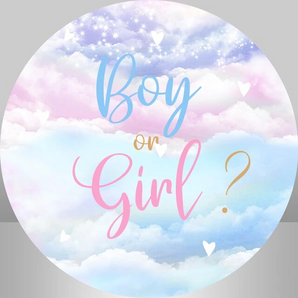 Mocsicka Boy or Girl Gender Reveal Round Cover Party Backdrop
