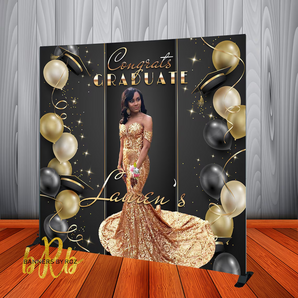 Mocsicka Black Gold Congrats Gradute Party Photo Custom Backdrop