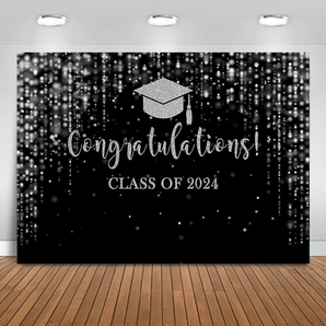 Mocsicka Silver and Black Congratulations Graduates Class of 2024 Background
