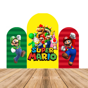 Mocsicka Super Mario Double-printed Arch Cover Backdrop for Birthday Party