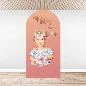 Mocsicka Baby Turing One Happy Birthday Double-printed Arch Cover Backdrop