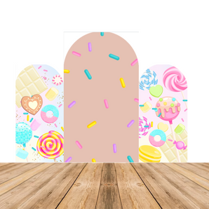 Mocsicka Dessert Theme Double-printed Chiara Arch Cover Backdrop for Birthday Party