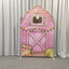 Flash Sale Mocsicka House Shape aluminum alloy Stand and Double-printed Cover Backdrop for Party Decoration