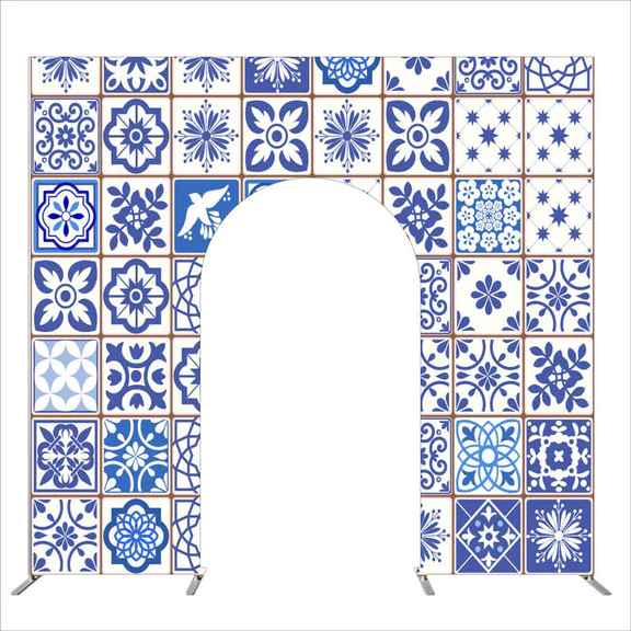 Flash Sale Mocsicka 9x10ft Aluminum Alloy Arch Door Stand and Double-printed Cover Backdrop for Party Decoration