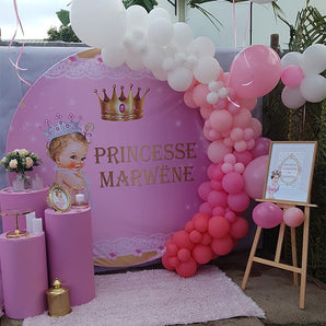 Mocsicka Baby Princesse Marwene Shower Decorations Party Round Cover-Mocsicka Party