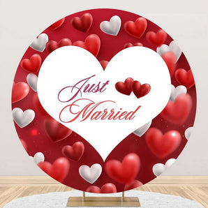 Mocsicka Just Married Wedding Party Round Cover Backdrop
