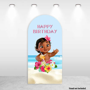 Mocsicka Moana Happy Birthday Party Double-printed Arch Cover Backdrop