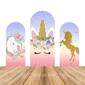 Mocsicka Unicorn Birthday Party Double-printed Chiara Arch Cover Backdrop