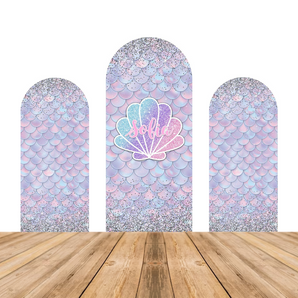 Mocsicka Mermaid Theme Double-printed Chiara Arch Cover Backdrop for Birthday Party Decoration