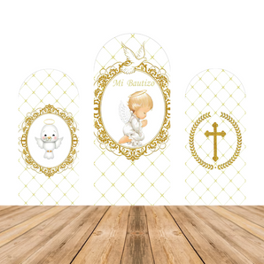 Mocsicka Baby Baptism Double-printed Chiara Arch Cover Backdrop