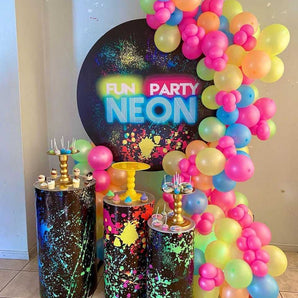 Mocsicka Color Graffiti Fun Party Neon Round Cover Backdrop-Mocsicka Party