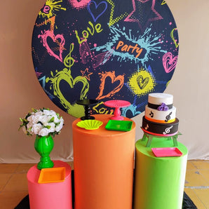 Mocsicka Heart Graffiti Love Party Round Cover Backdrop-Mocsicka Party