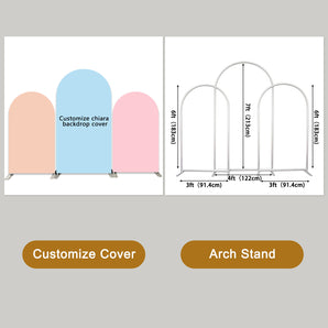 Mocsicka Custom Aluminum allo 3 pieces Arch Stand and Double-printed Chiara Cover Backdrop Set-Mocsicka Party