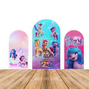 Mocsickao Little Pony Double-printed Arch Cover Backdrop for Birthday Party
