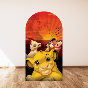 Mocsicka Lion King Happy Birthday Double-printed Arch Cover Backdrop