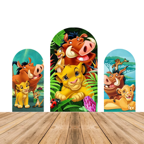 Mocsickao Lion King Double-printed Arch Cover Backdrop for Birthday Party