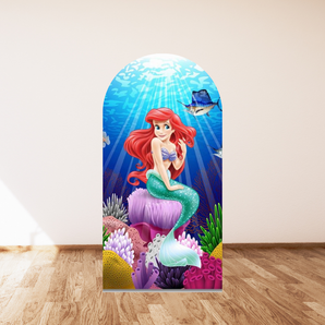 Mocsicka Little Mermaid Happy Birthday Double-printed Arch Cover Backdrop