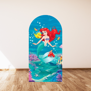 Mocsicka Little Mermaid Happy Birthday Double-printed Arch Cover Backdrop