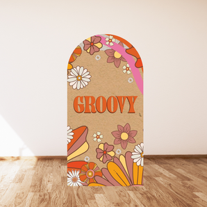 Mocsicka Groovy Birthday Party Double-printed Arch Cover Backdrop