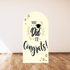 Mocsicka Beige You Did It Congrats Graduate Double-printed Arch Cover Backdrop