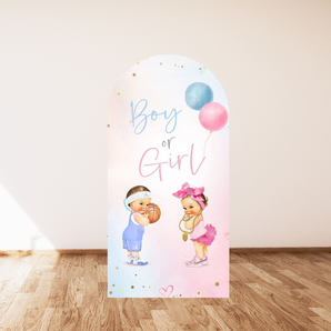 Mocsicka Boy or Girl Gender Reveal Party Double-printed Arch Cover Backdrop