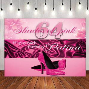 Mocsicka High Heel Shades of Pink Happy Birthday for Women‘s Birthday Party Backdrop