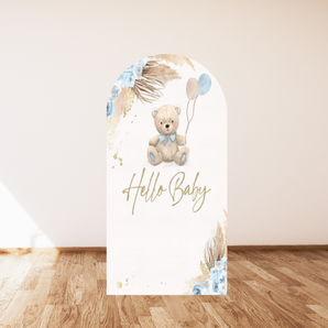 Mocsicka Boho Style Hello Baby Double-printed Arch Cover Backdrop for Baby Shower Party