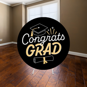 Mocsicka Congrats Grad Round Backdrop Cover for Graduation Party