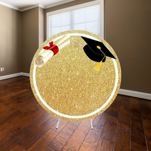 Mocsicka Glitter Golden Round Backdrop Cover for Graduation Party