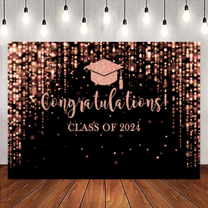 Mocsicka Pink and Black Congratulations Graduates Class of 2024 Background