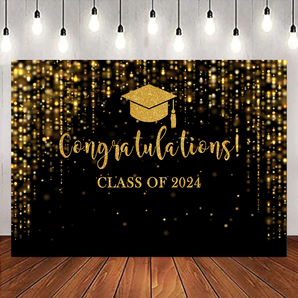 Mocsicka Gold and Black Congratulations Graduates Class of 2024 Background