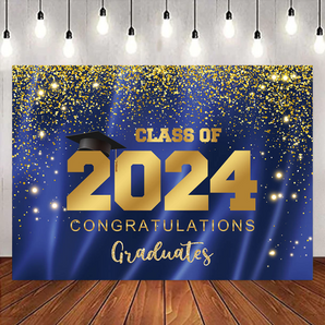 Mocsicka Blue and Gold Congratulations Graduates Class of 2024 Backdrops