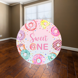 Mocsicka Donut Sweet One Happy Birthday Party  Round Backdrop Cover