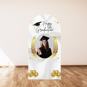 Mocsicka Custom Photo Happy Graduation Double-printed Arch Cover Backdrop