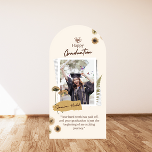 Mocsicka Happy Graduation Custom Photo and Name Double-printed Arch Cover Backdrop