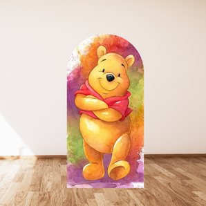 Mocsicka Oil Painting Style Winnie the Pooh Double-printed Arch Cover Backdrop for Party Decoration