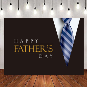 Mocsicka Black Background Blue Tie Happy Father's Day Backdrop