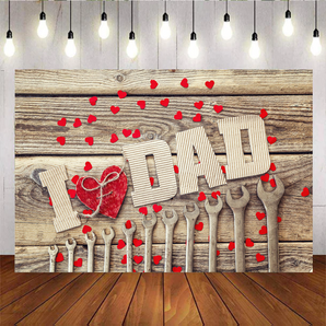 Mocsicka Wooden Board Wrench Happy Father's Day Backdrop
