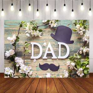 Mocsicka Wooden Board Floral DAD Happy Father's Day Backdrop