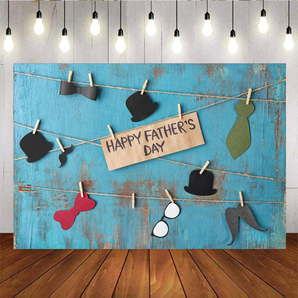 Mocsicka Blue Wooden Texture Background Happy Father's Day Backdrop
