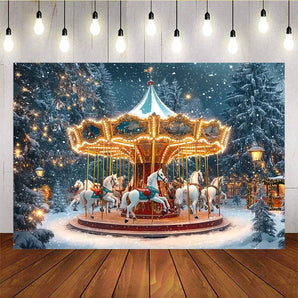 Mocsicka Christmas Carousel Blue Roof Background