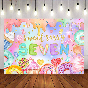 Mocsicka Donut Cake Sweet Sassy And Seven Birthday Backdrop
