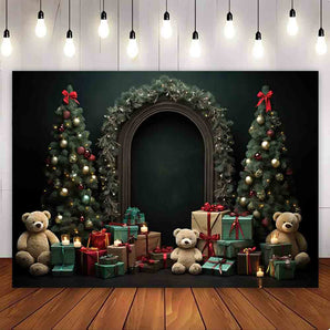 Mocsicka Christmas Tree Arch and Presents Photography Backdrop