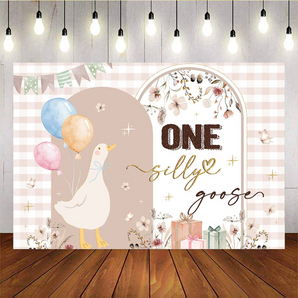 Mocsicka One Silly Goose  Birthday Backdrop