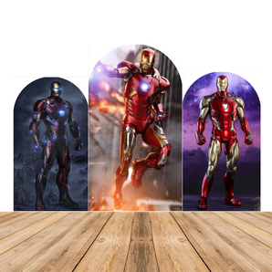 Mocsicka Marvel Hero Iron Man Happy Birthday Party Double-printed Arch Cover Backdrop