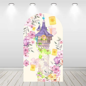 Mocsicka Flowers and Castle Double-printed Arch Cover Backdrop