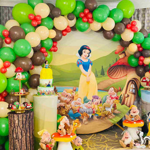 Mocsicka Snow White and the 7 Dwarfs Theme Party Round Cover Backdrop-Mocsicka Party